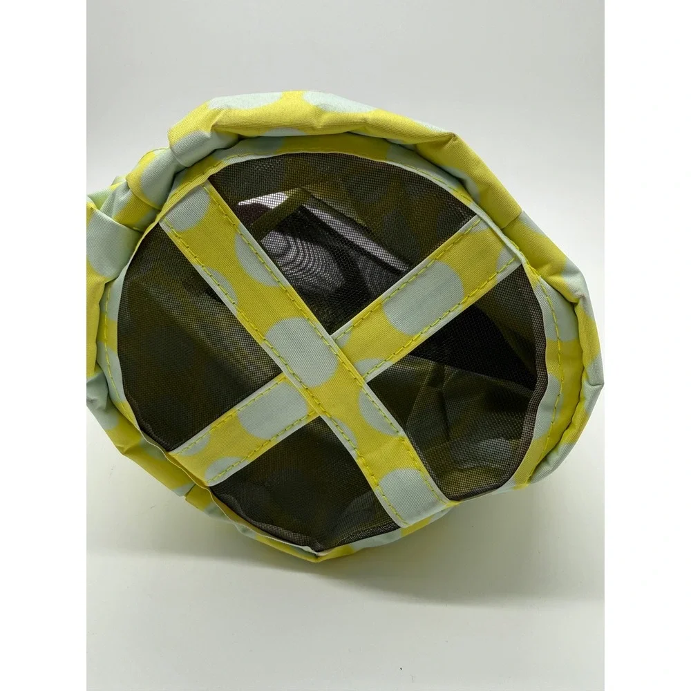 Initials Inc Yellow Mint Polka Dot Small Shower Beach Caddy‎ Mesh Bottom NWT